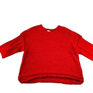Easel Womens Loose Knit Red Sweater M/L Cotton Polyester Blend